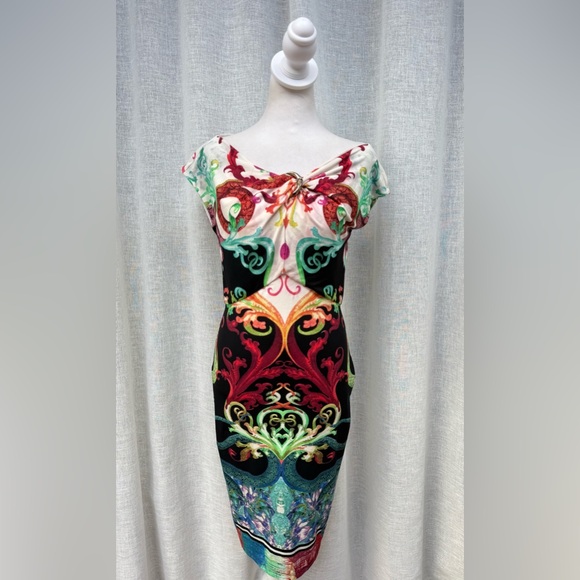 Roberto Cavalli Dresses & Skirts - As Is Roberto Cavalli short sleeve stretch sheath dress with clasp